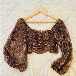 Free People Floral Print Cropped Top